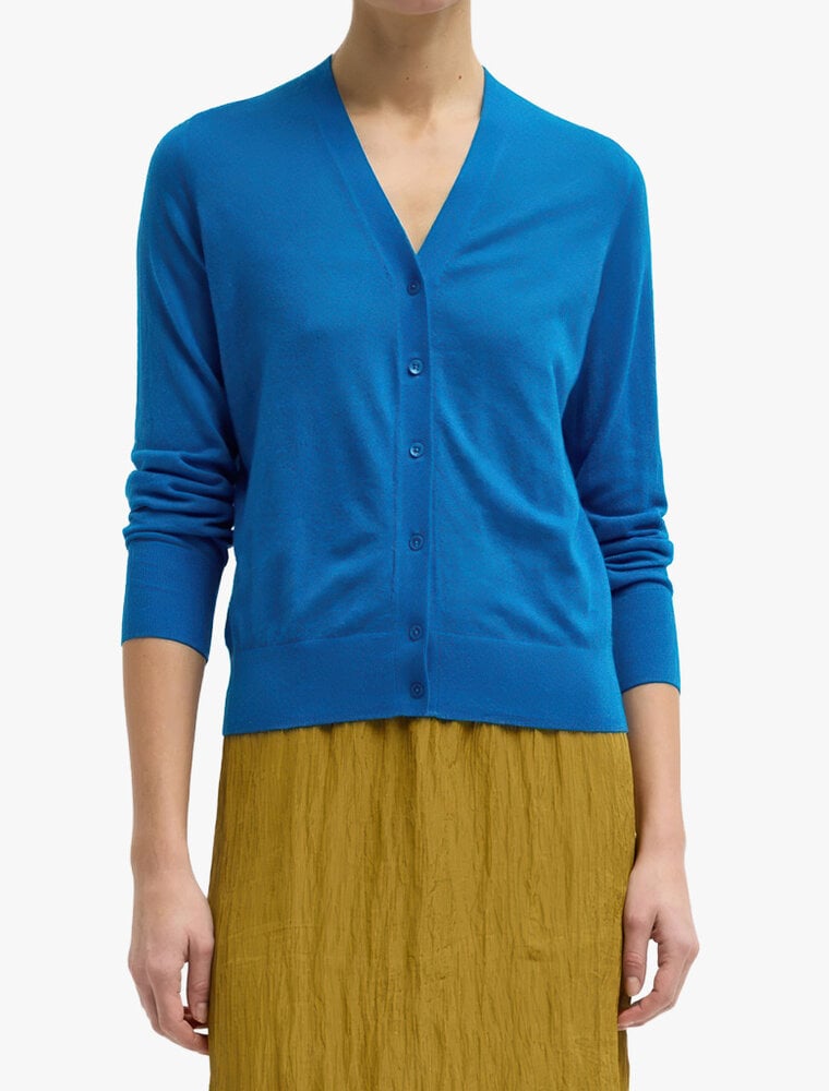Tibi Skinlike Mercerized Wool Vneck Shrunken Cardigan