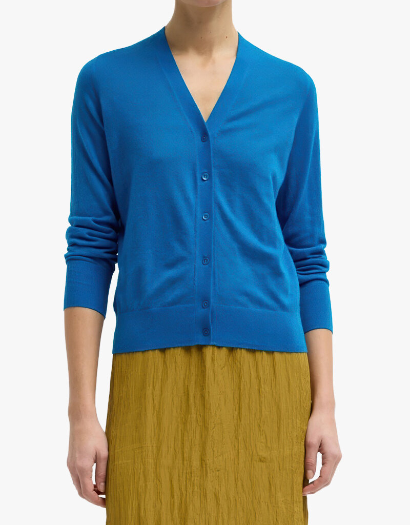 Tibi Skinlike Mercerized Wool Vneck Shrunken Cardigan