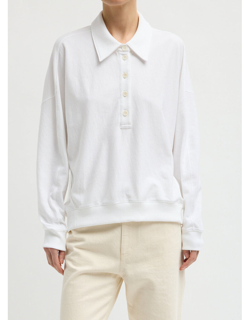 Tibi Light Weight Sweatshirting Polo Collar Sweatshirt