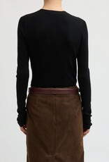 Tibi Feather Weight Ribbed Vneck Slim Cardigan
