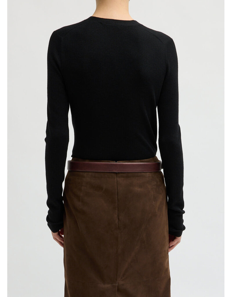 Tibi Feather Weight Ribbed Vneck Slim Cardigan
