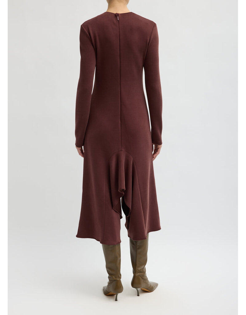 Tibi Feather Weight Viscose Neoprene Front Drape Dress