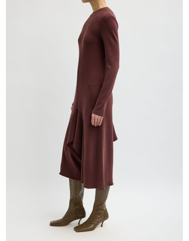 Tibi Feather Weight Viscose Neoprene Front Drape Dress