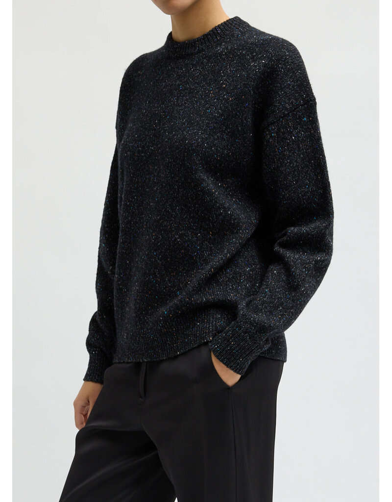 Tibi Speckled Tweed Crewneck Easy Pullover