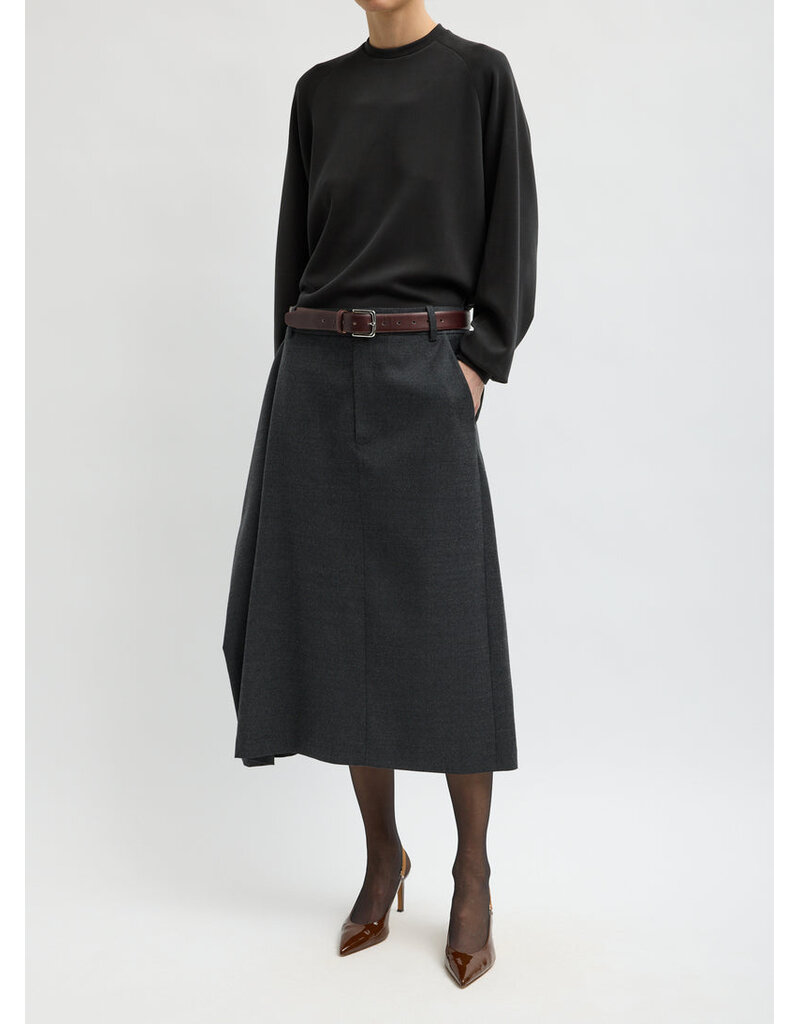 Tibi Cozy Flannel Midi Skirt with Side Drape