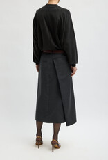 Tibi Cozy Flannel Midi Skirt with Side Drape