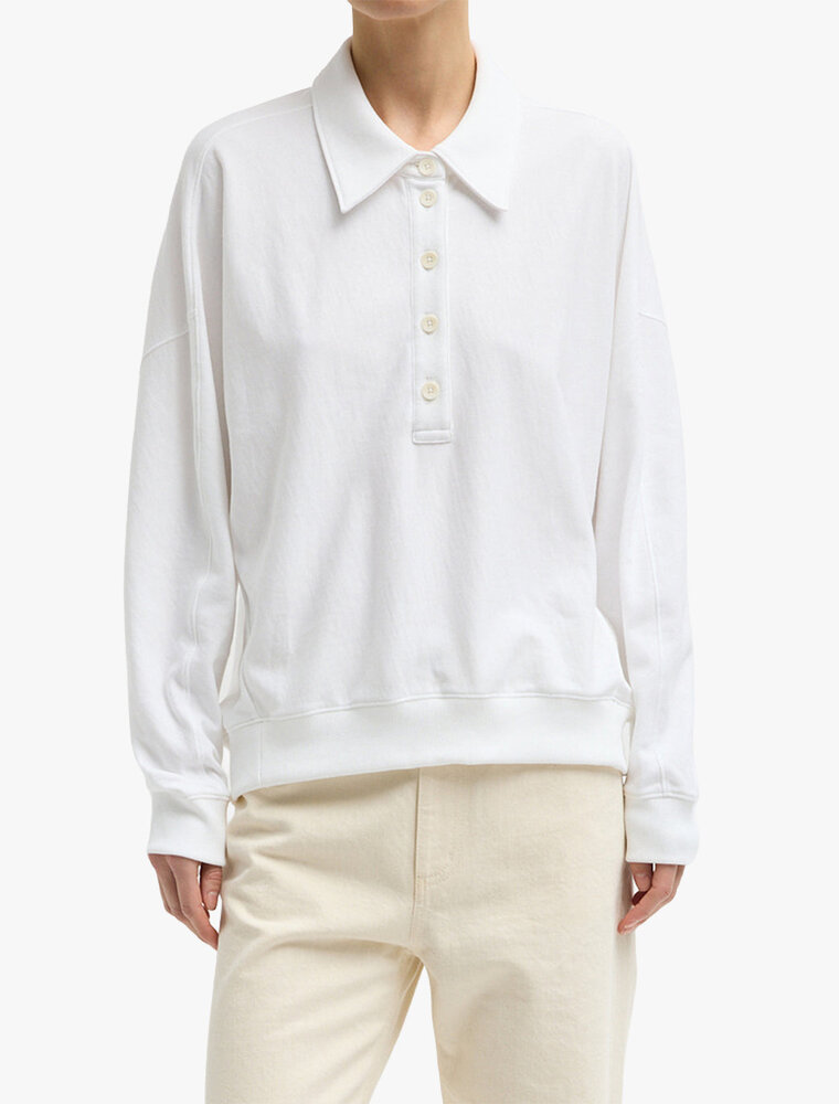 Tibi Light Weight Sweatshirting Polo Collar Sweatshirt