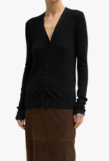 Tibi Feather Weight Ribbed Vneck Slim Cardigan