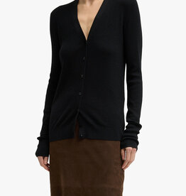 Tibi Feather Weight Ribbed Vneck Slim Cardigan