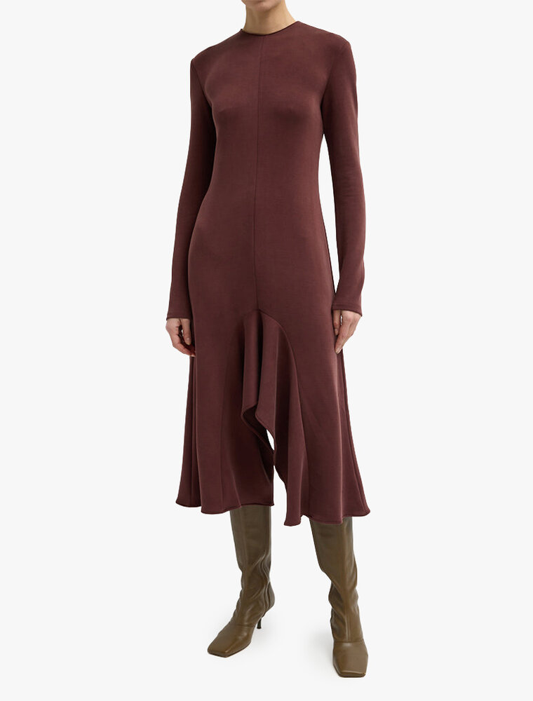 Tibi Feather Weight Viscose Neoprene Front Drape Dress
