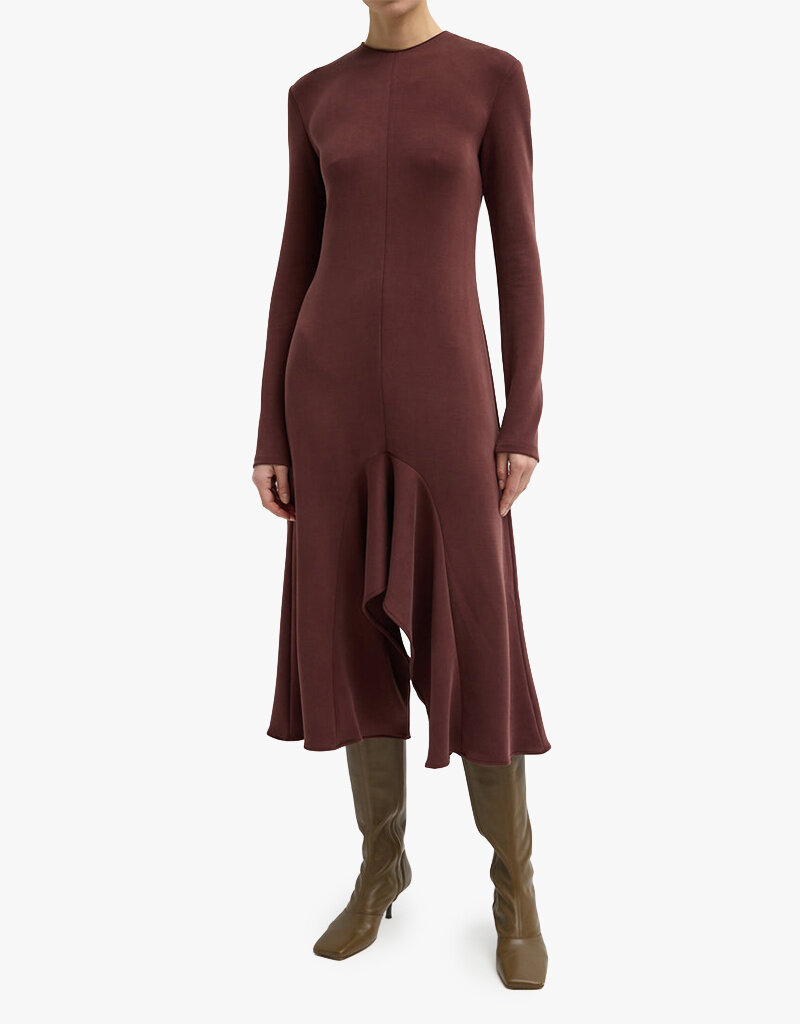 Tibi Feather Weight Viscose Neoprene Front Drape Dress