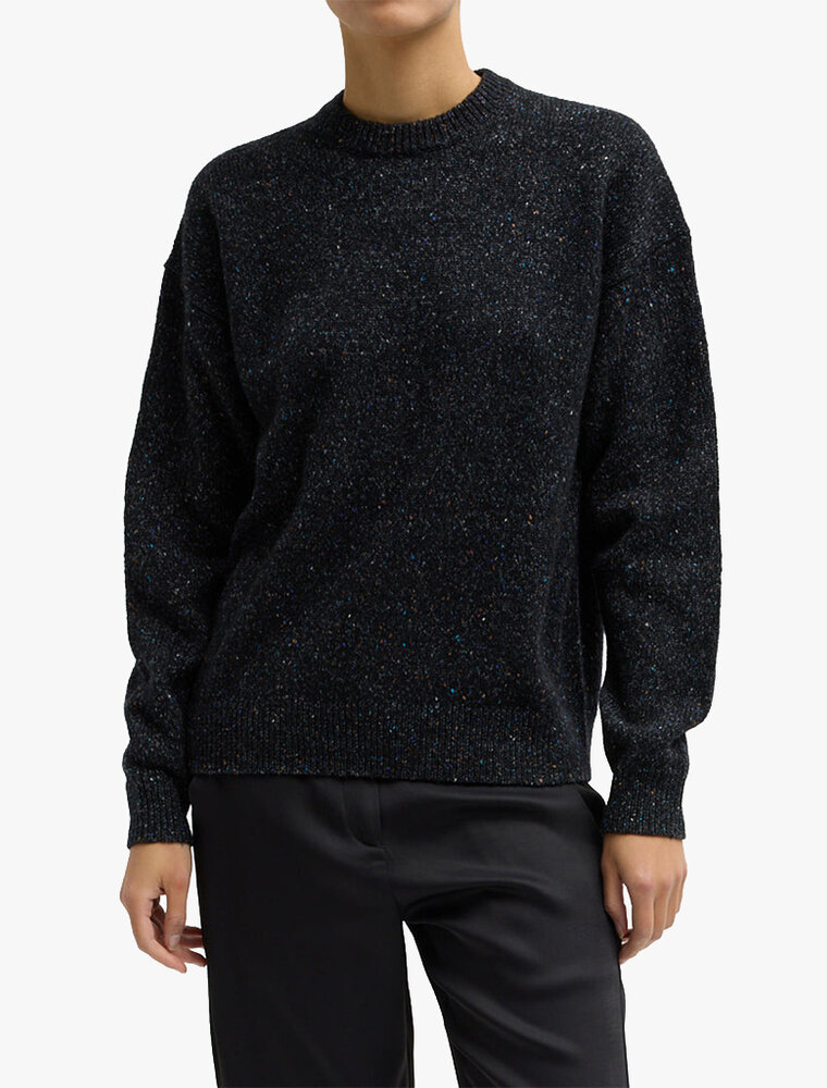 Tibi Speckled Tweed Crewneck Easy Pullover