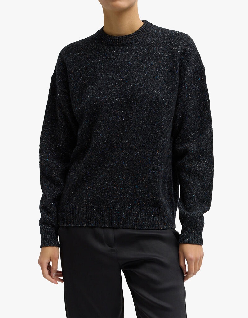 Tibi Speckled Tweed Crewneck Easy Pullover
