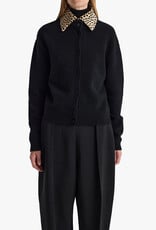 Róhe Leather Cheetah Collar Cardigan