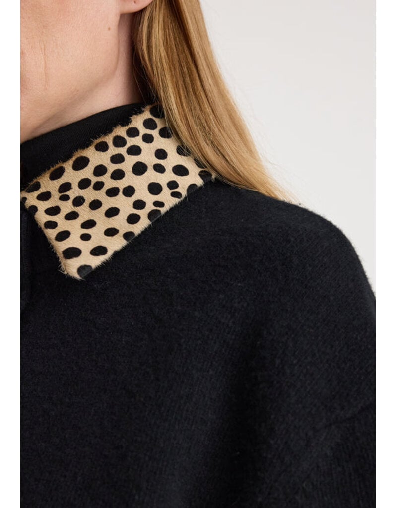 Róhe Leather Cheetah Collar Cardigan