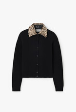 Róhe Leather Cheetah Collar Cardigan