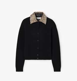 Róhe Leather Cheetah Collar Cardigan