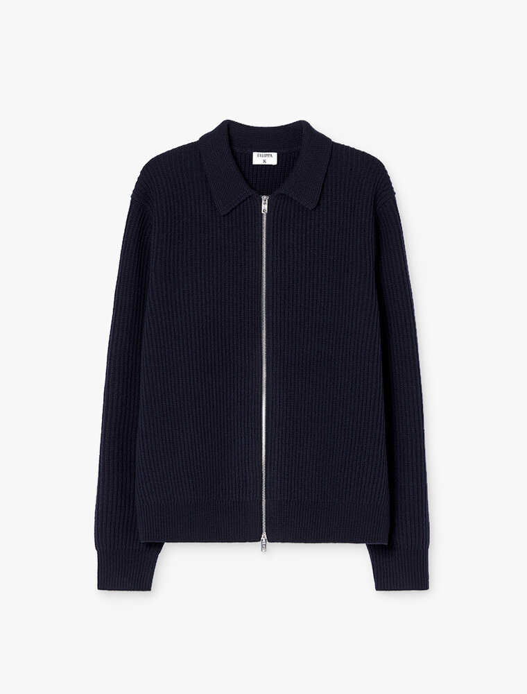 Filippa K Ribbed Wool Zip Cardigan