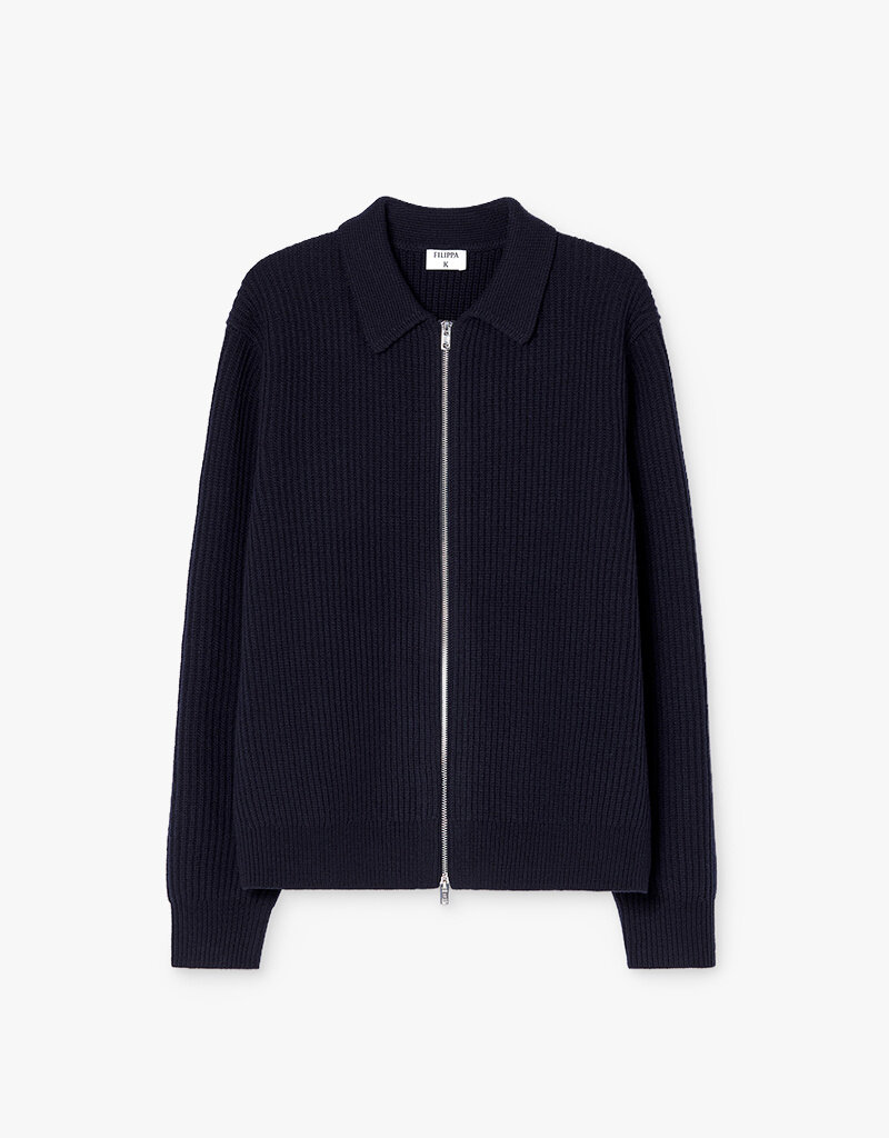 Filippa K Ribbed Wool Zip Cardigan