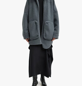 Tibi Cozy Fleece Cubic Zip Up Bomber
