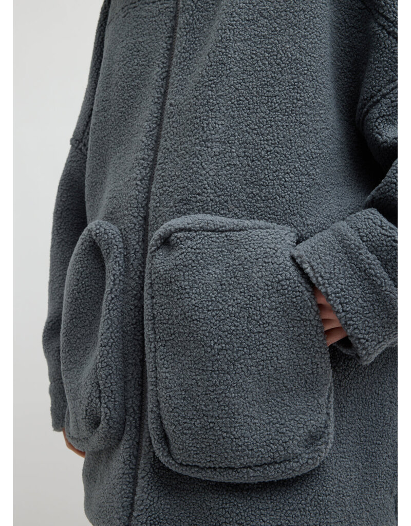 Tibi Cozy Fleece Cubic Zip Up Bomber