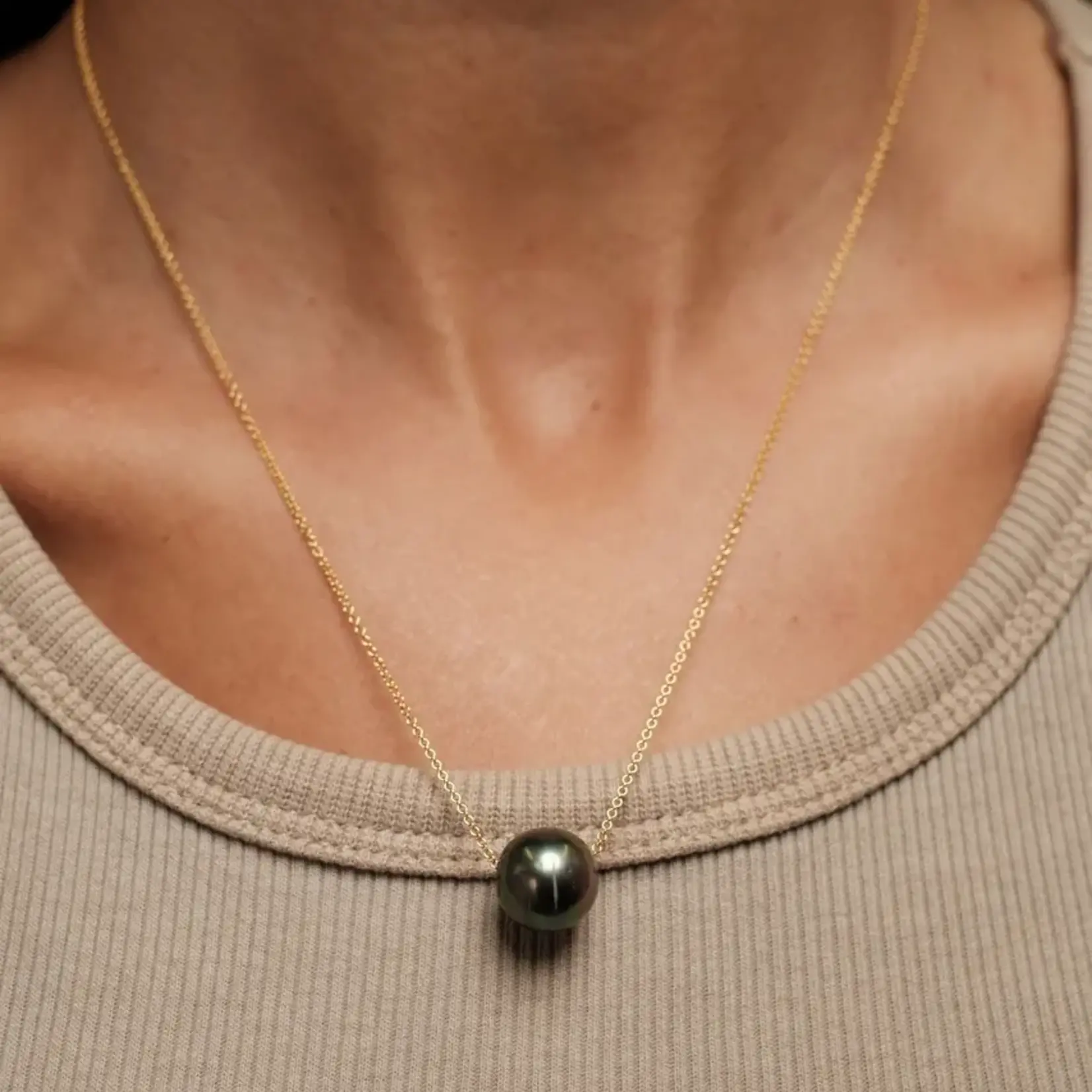 Laha'ole Designs Laha'ole Designs: Tahitian Pearl Wale No Necklace- 14k Gold Filled