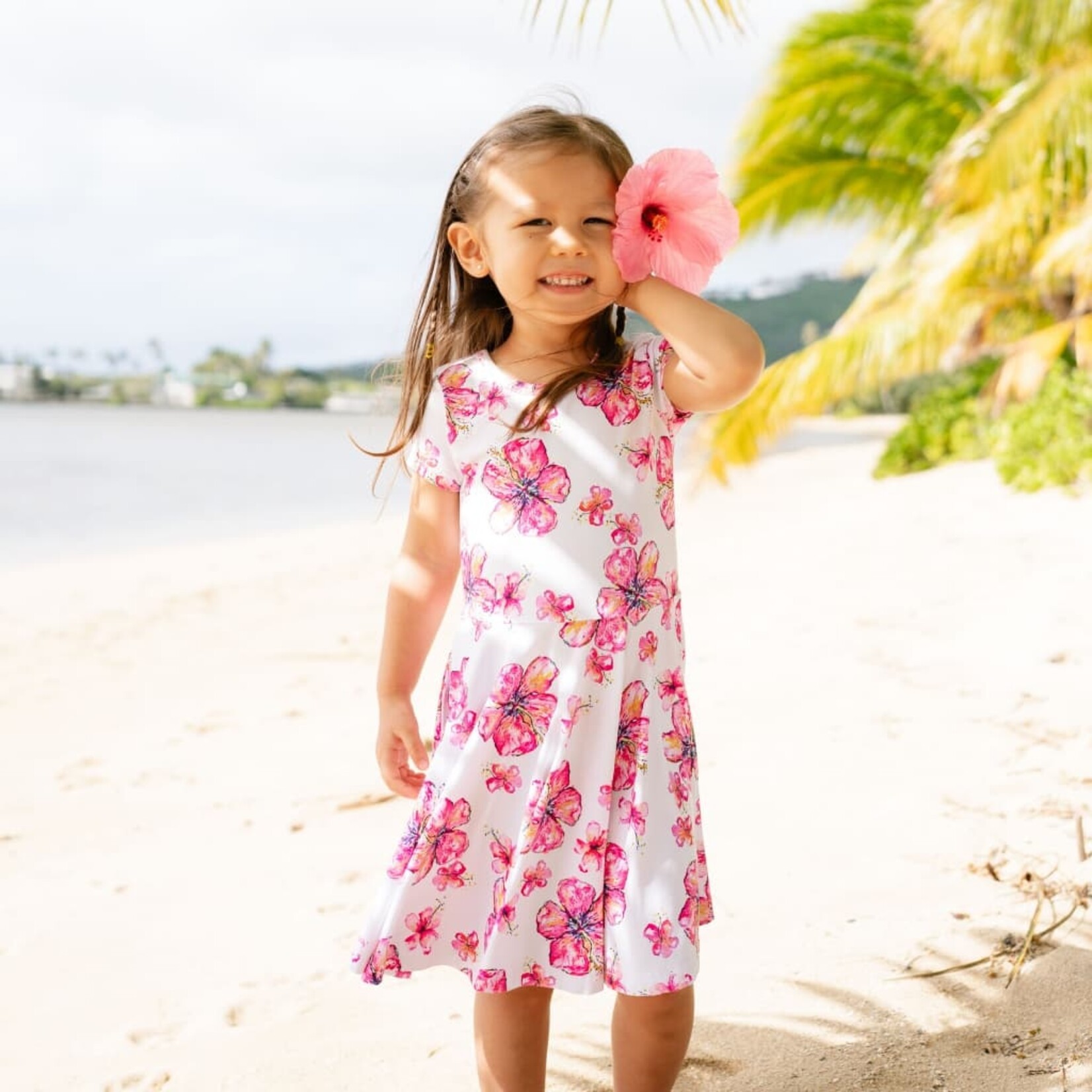 Coco Moon Coco Moon: Hibiscus Kiss Toddler Bamboo T-Shirt Dress