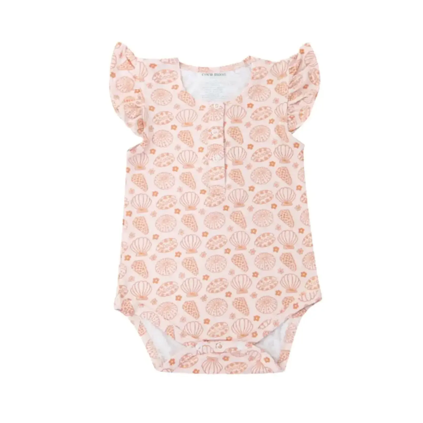 Coco Moon Coco Moon: Shell-abrate Bamboo Flutter Sleeve Onesie