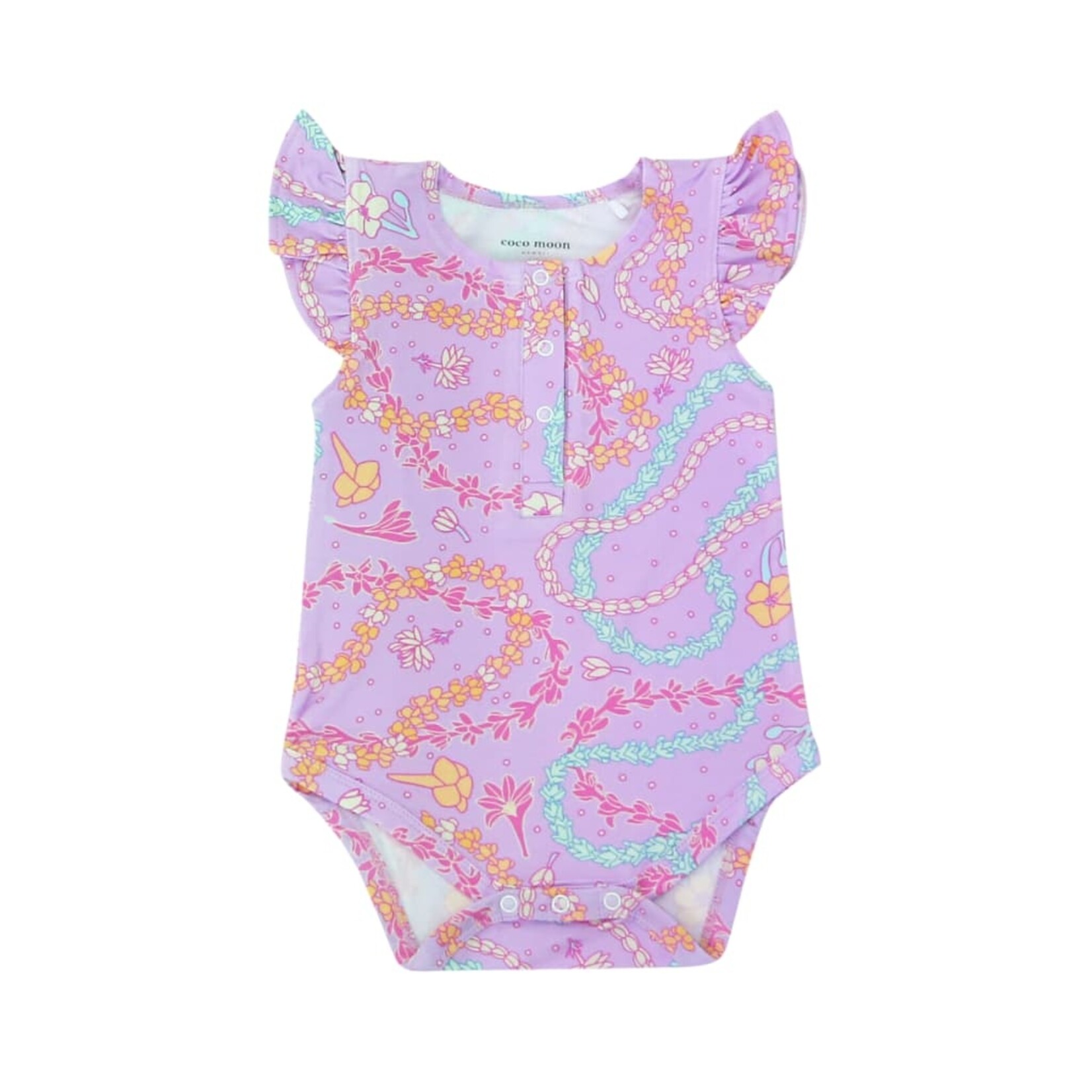 Coco Moon Coco Moon: Lei Day Bamboo Flutter Sleeve Onesie