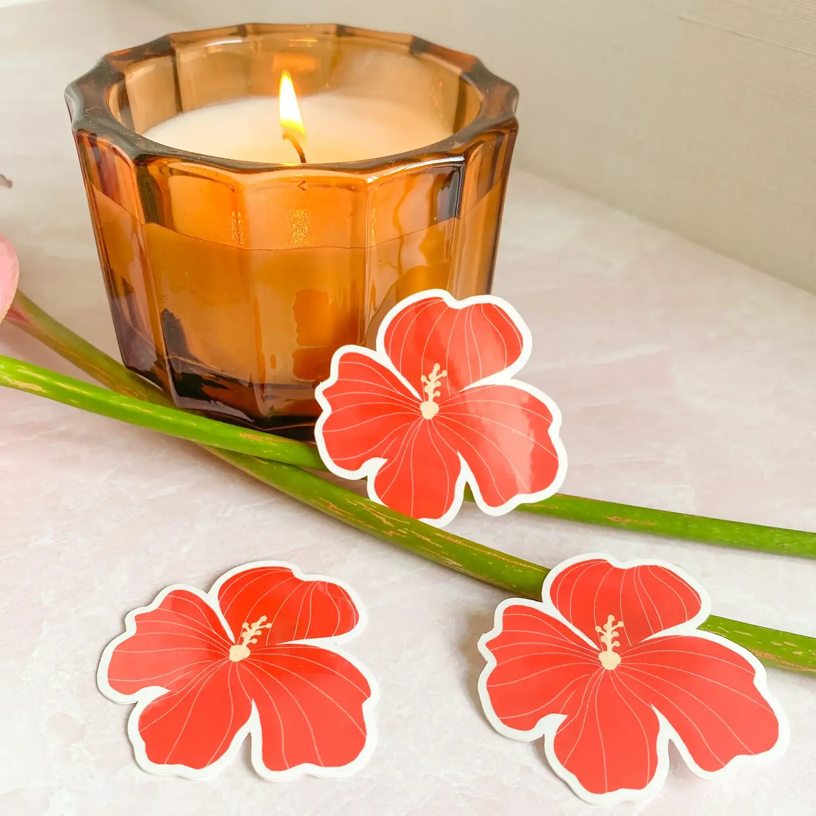 Design Jord Design Jord: Red Hibiscus Small Sticker