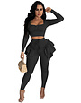 Beauty Junkee Collection Ruffle Two Piece Crop Top Jogger Set
