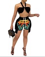 Beauty Junkee Collection Halter Bra  Top Colorful Faux Drawstring Shorts Set