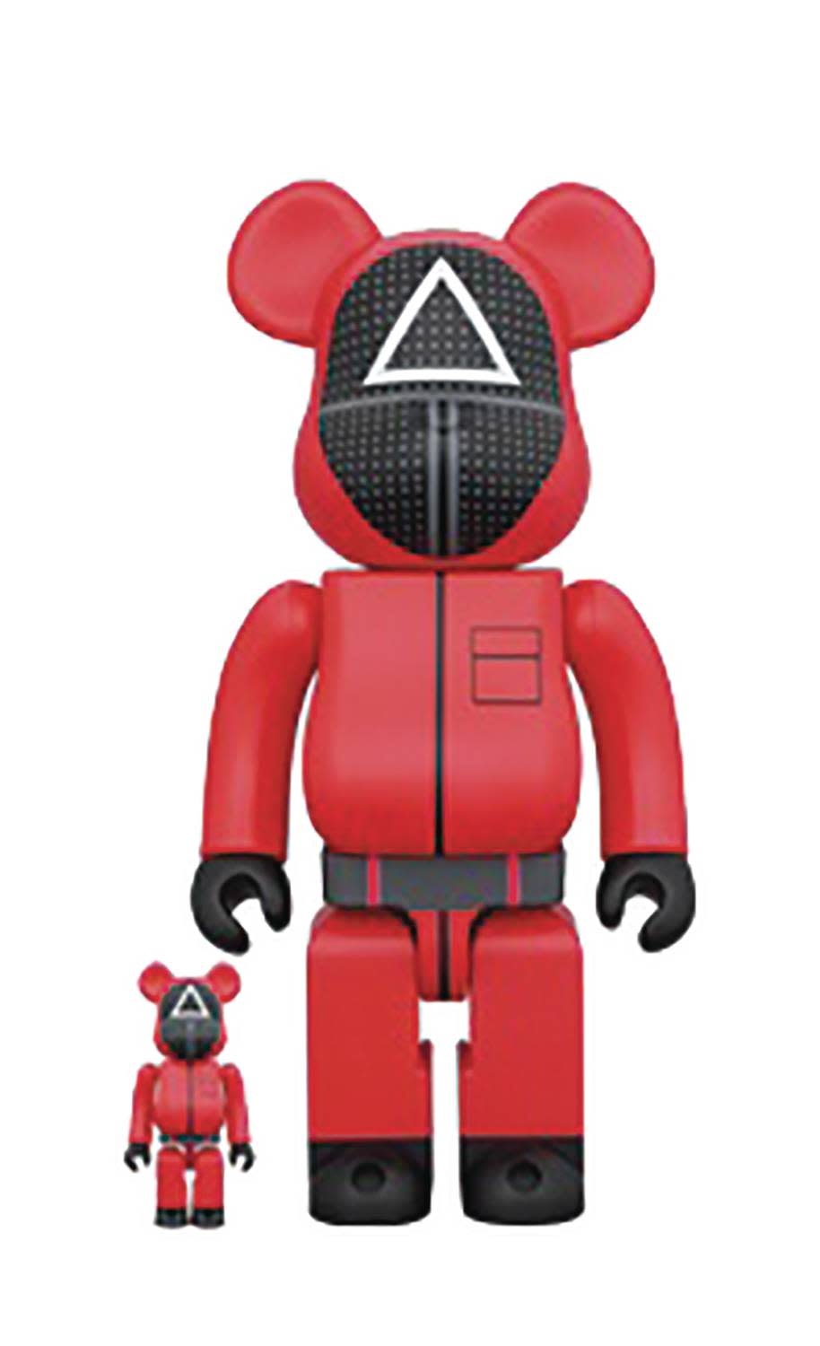 BE@RBRICK SQUID GAME イカゲーム　GUARD 「◻︎」 Squid Game Guard Triangle 100% & 400% 2pk Be@rbrick - Toy Joy