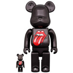 Rolling Stones Logo Black Chrome Bearbrick 2Pk