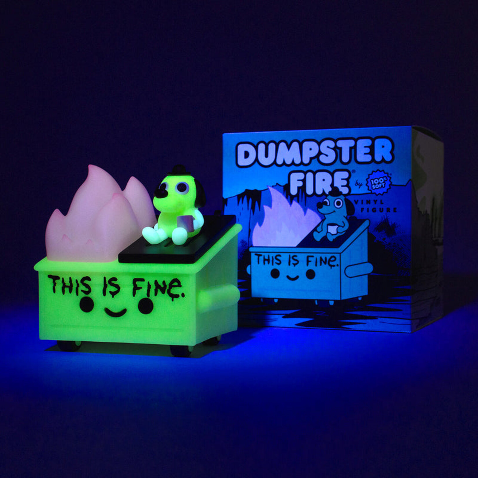 Dumpster Fire This is Fine Glow in the Dark Figure 100% Soft