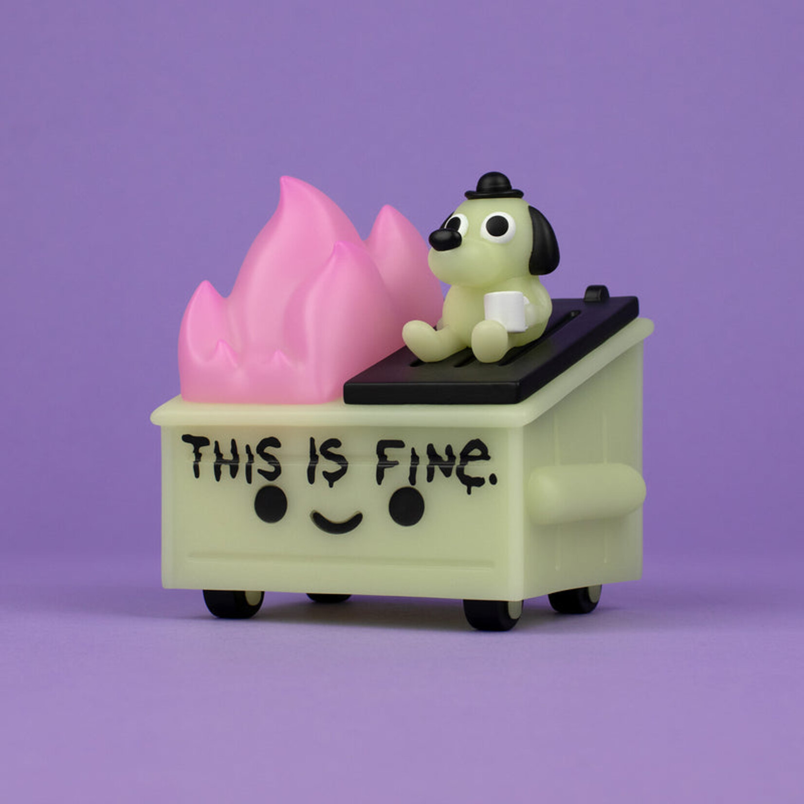 Dumpster Fire This is Fine Glow in the Dark Figure 100% Soft