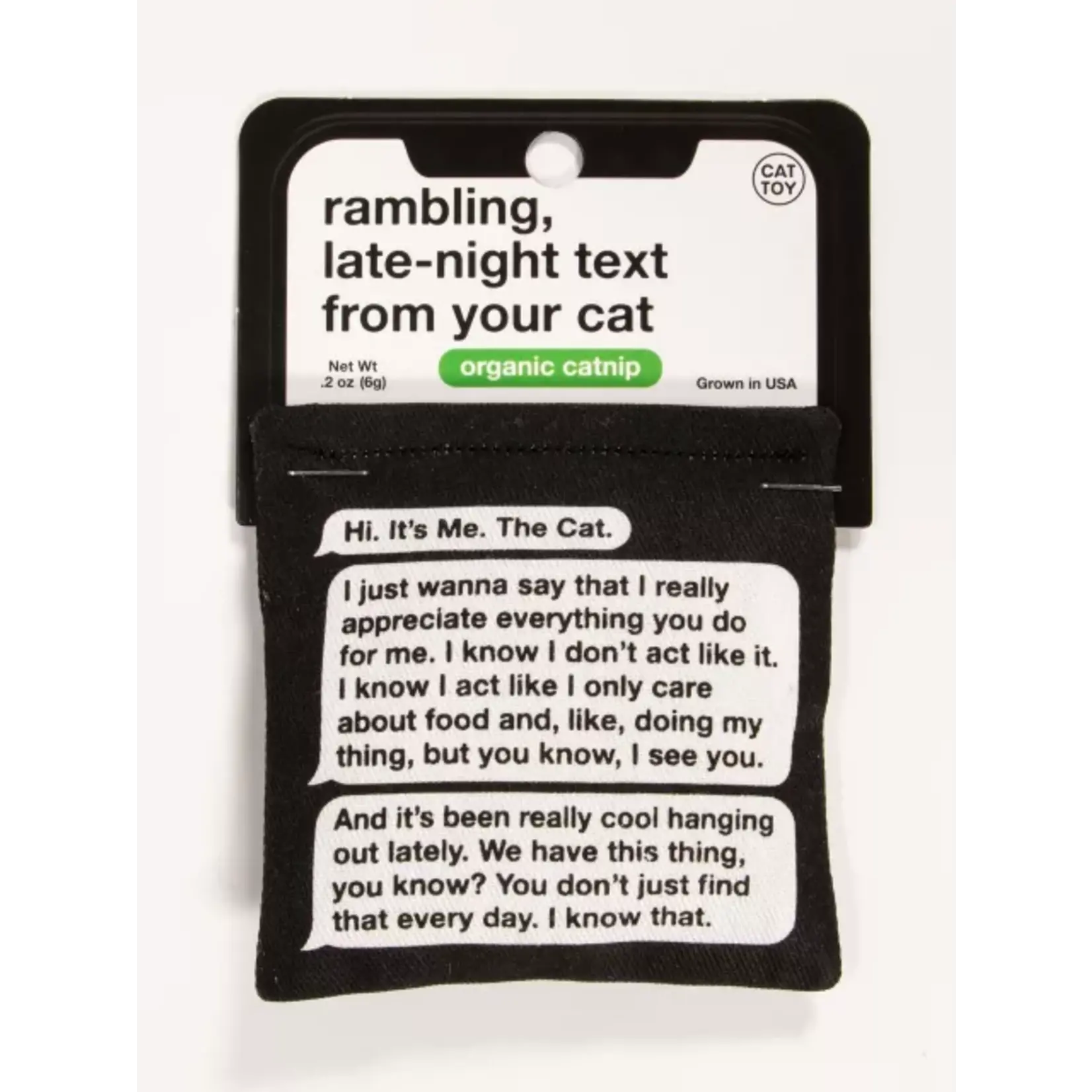 Rambling Text Catnip Toy