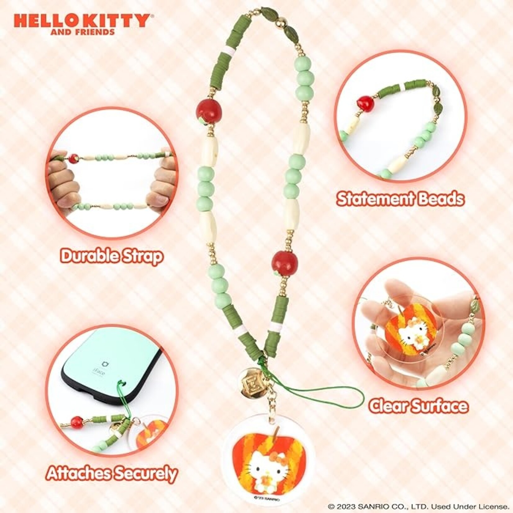 Sanrio Exclusive Beaded Phone Charm - Hello Kitty