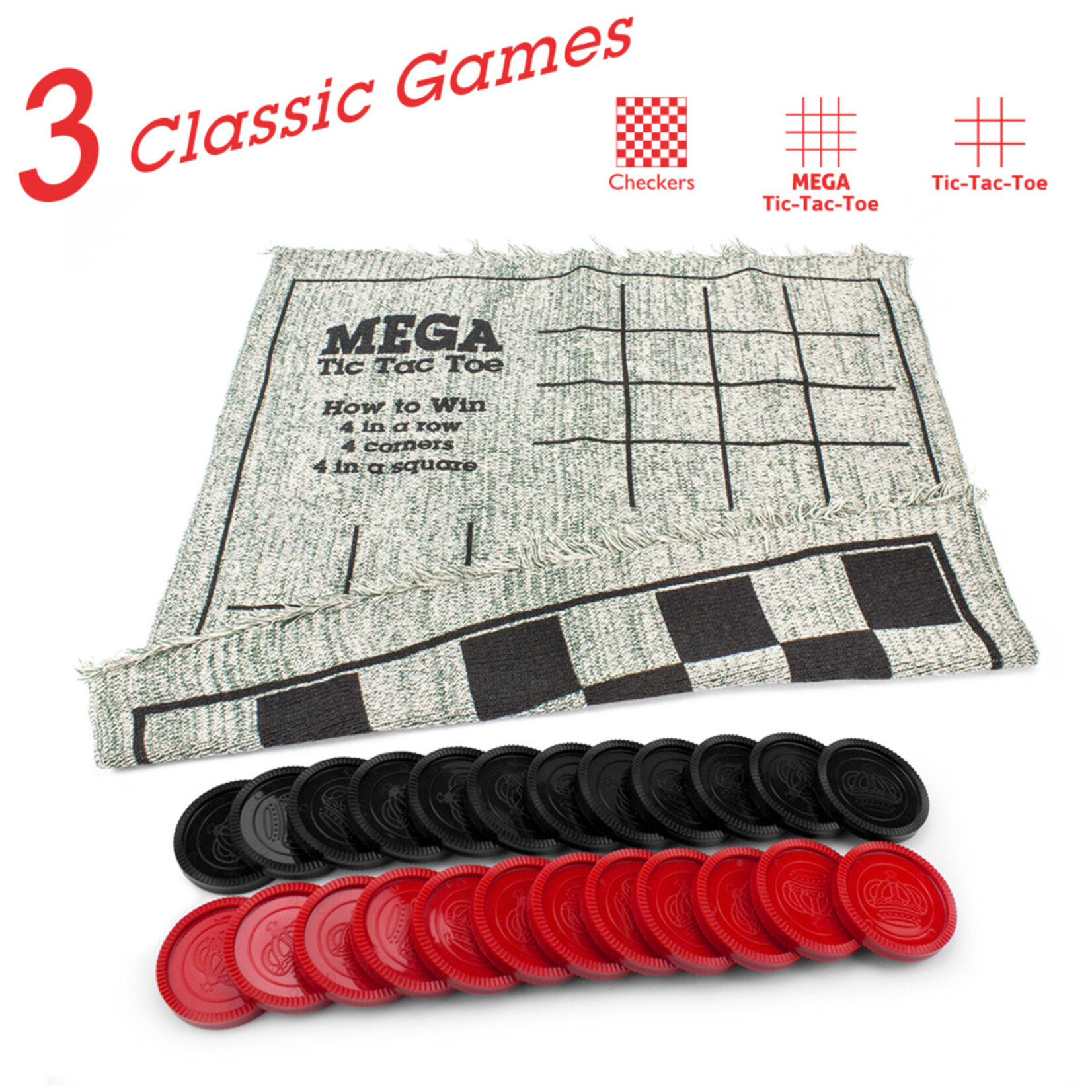 Checkers Tic Tac Toe Rug Giant