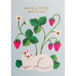 Cat And Strawberries Card