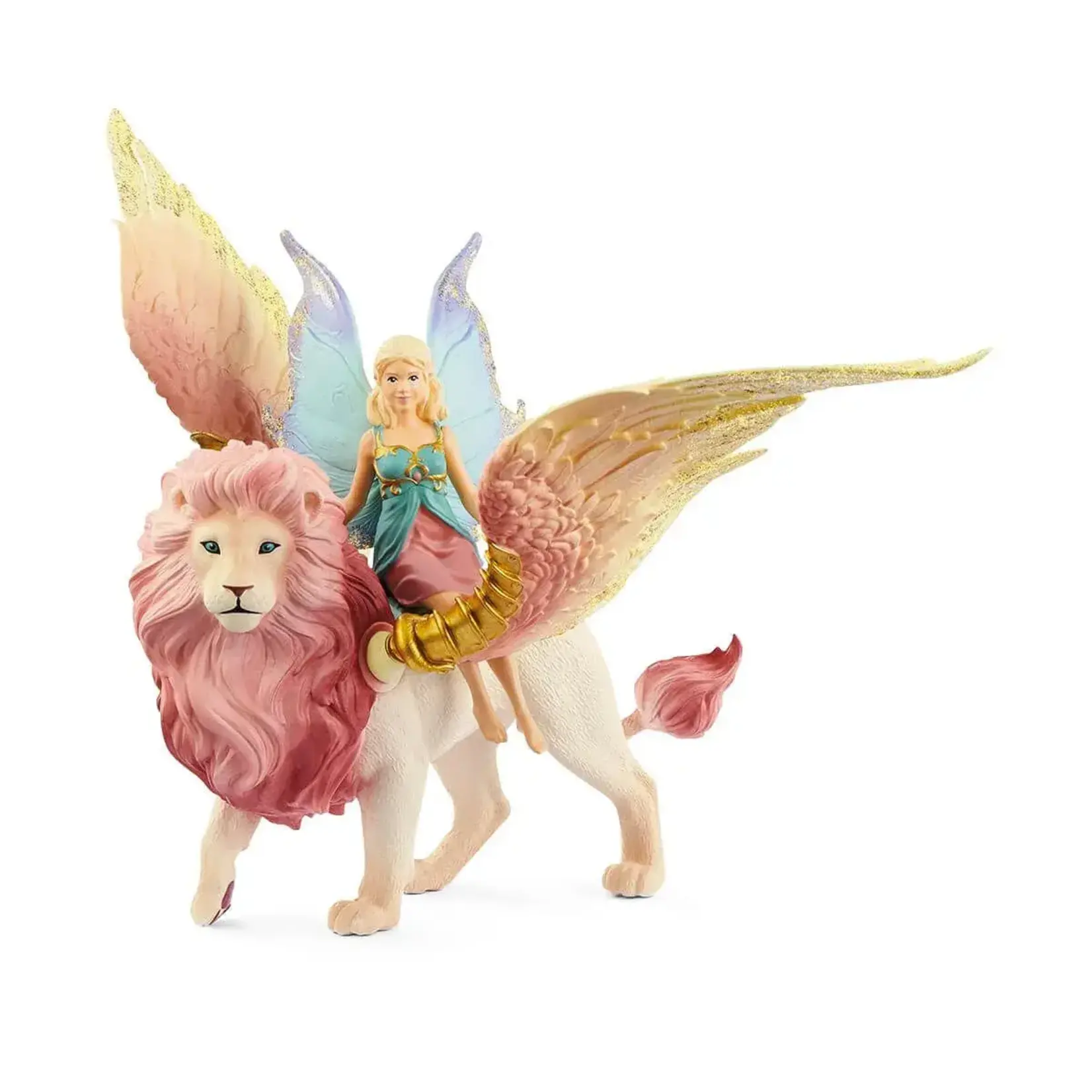 Schleich Fairy in Flight on Winged Lion Figure