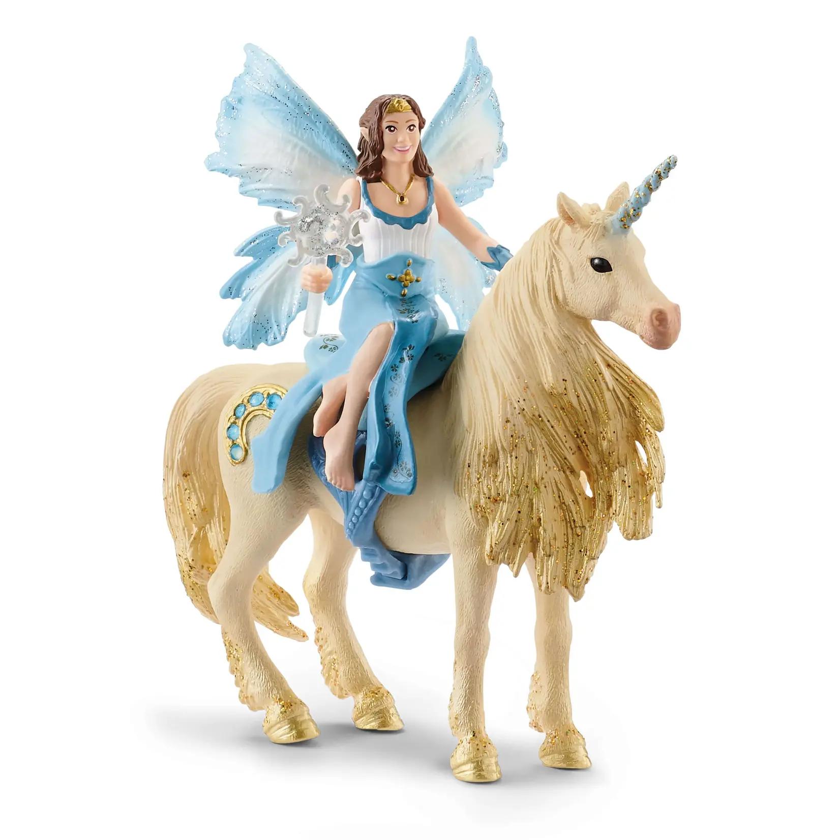 Schleich Eyela Riding on Golden Unicorn Figure