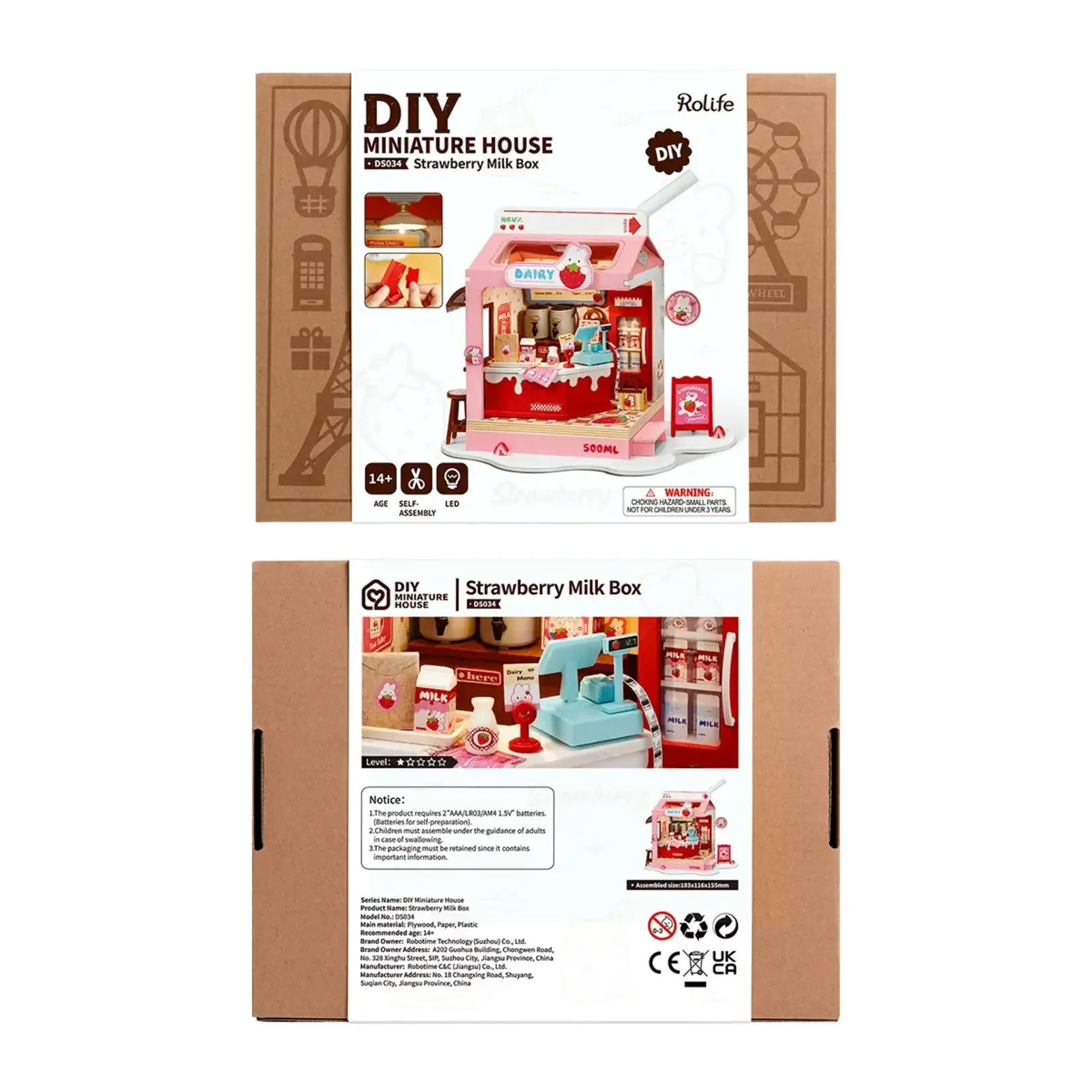 Strawberry Milk Box: Rolife DIY Wooden Construction Kit