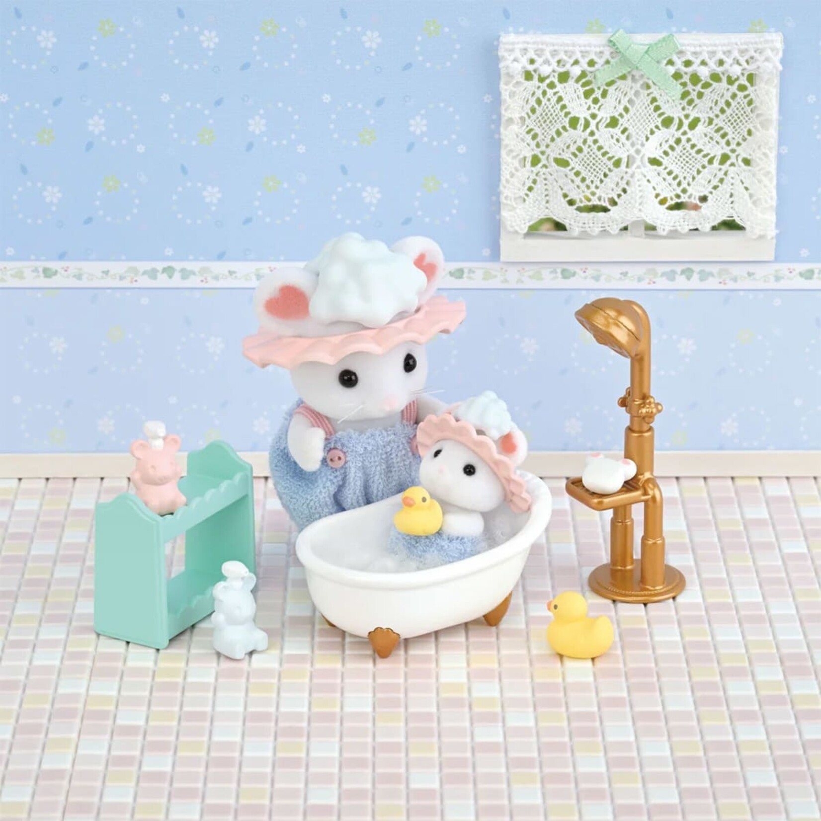 Calico Critters Bathtime Bubble Siblings Playset