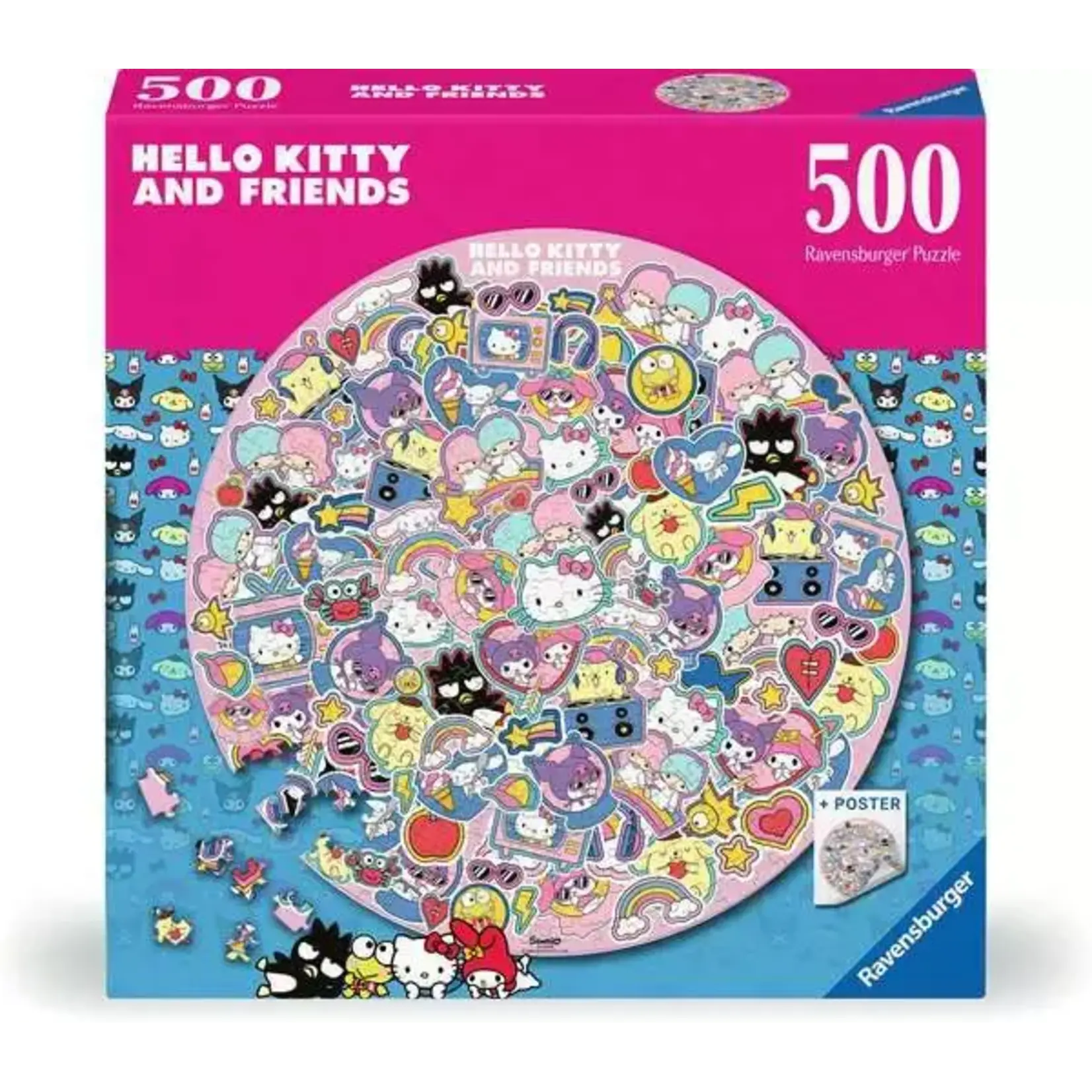 Hello Kitty and Friends 500-Piece Round Jigsaw Puzzle