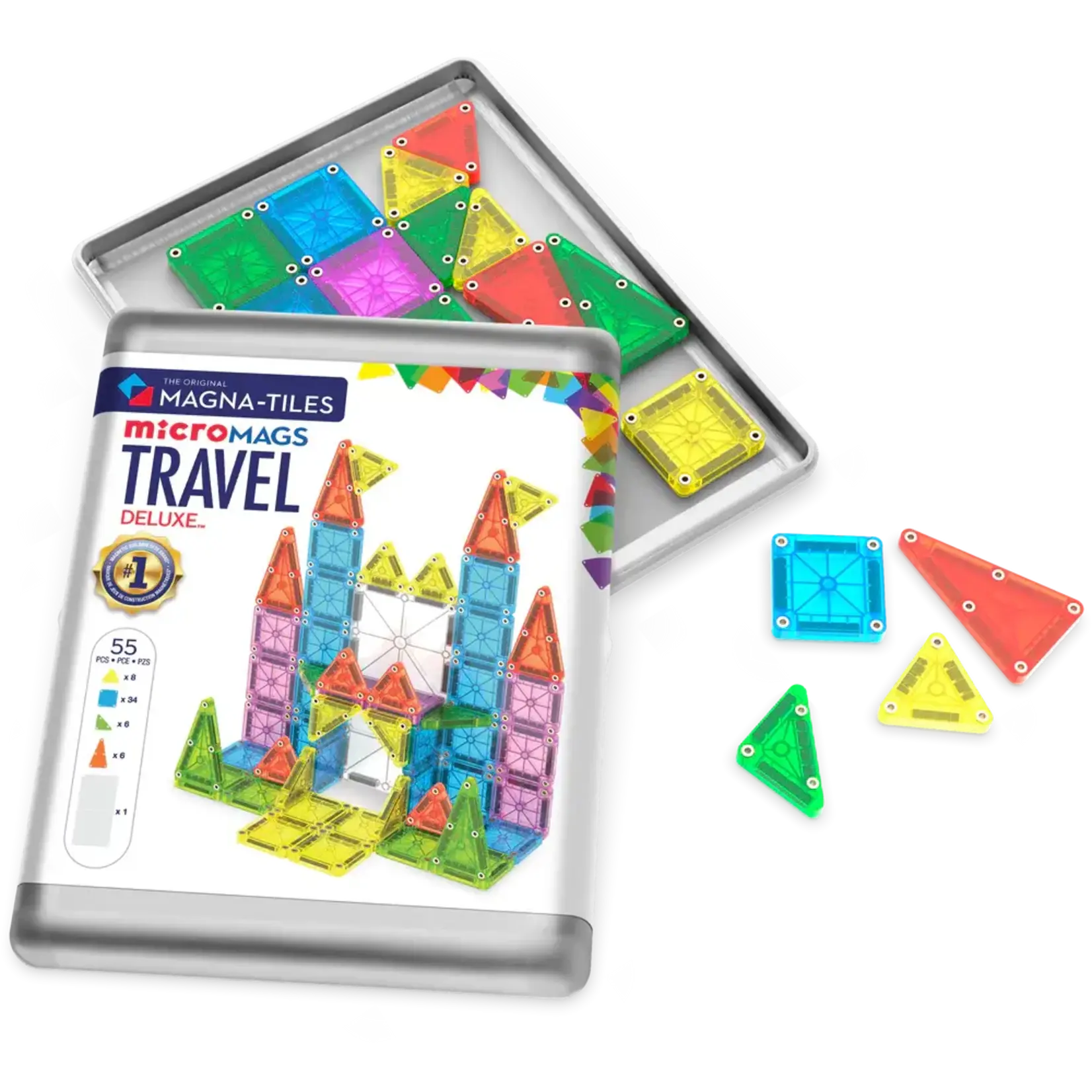 MAGNA-TILES MicroMAGS Travel Set Deluxe: 55-Piece Set
