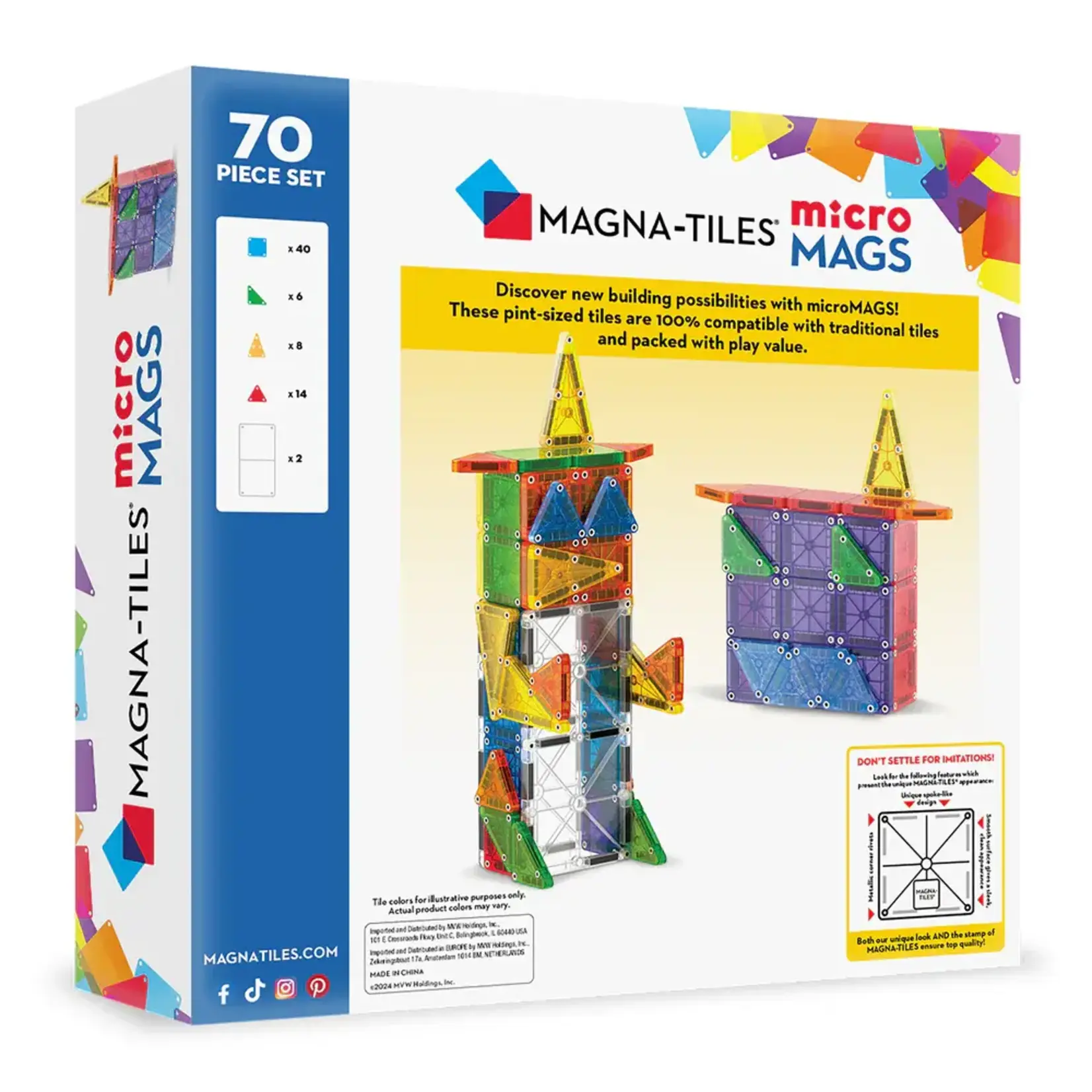 MAGNA-TILES microMAGS 70-Piece Deluxe Set