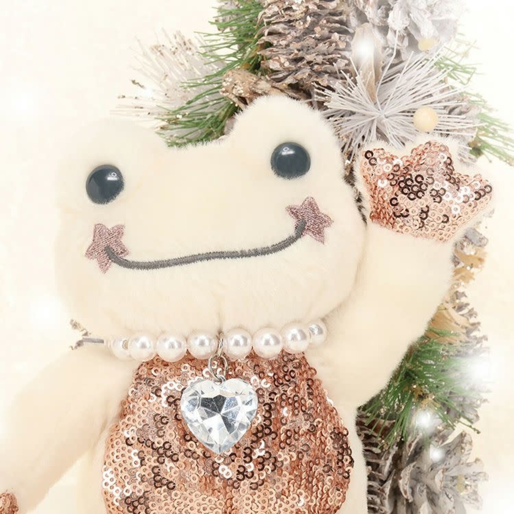 Pickles the Frog Ivory Jewel Bean Doll Plush