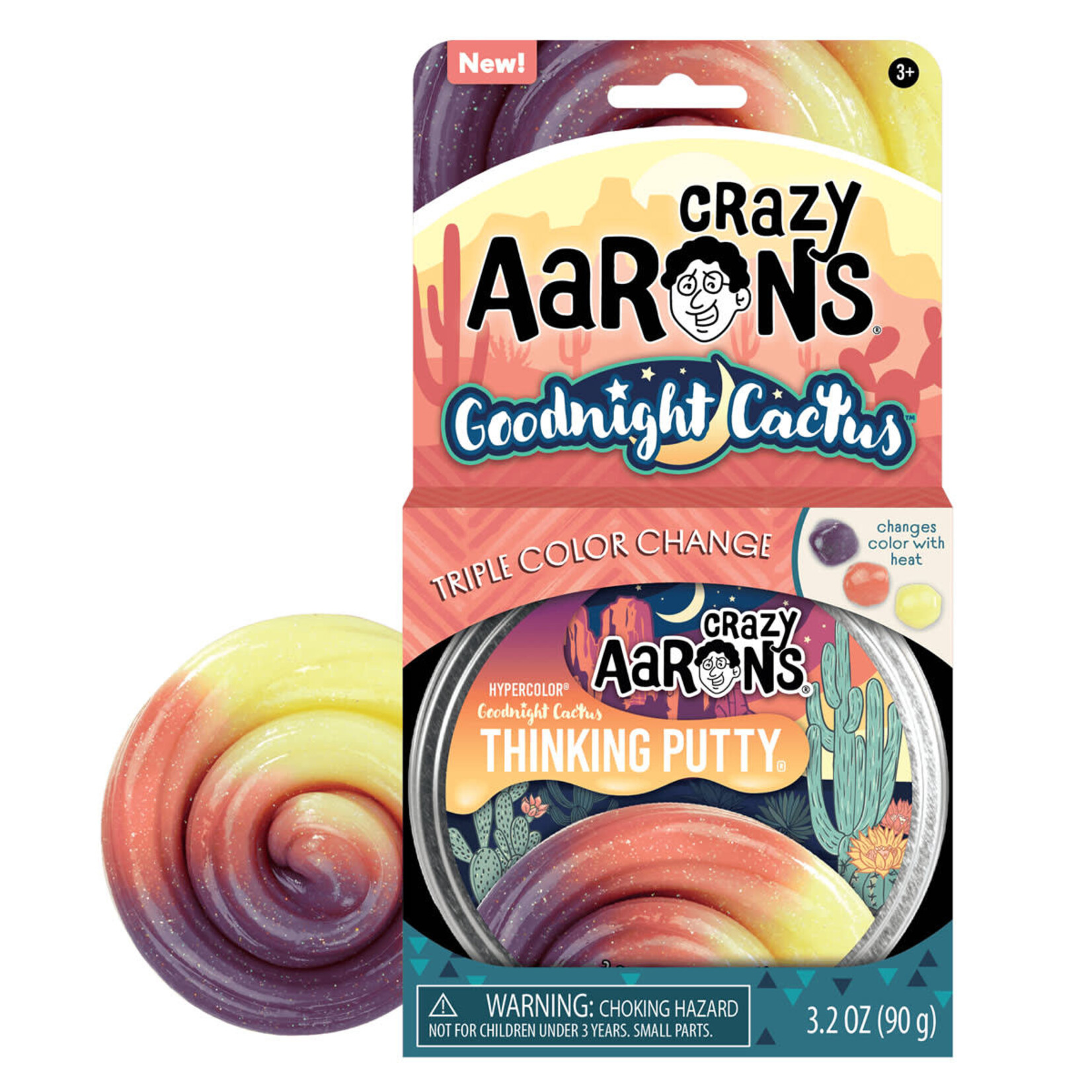 Crazy Aaron's Goodnight Cactus Thinking Putty 4" Tin