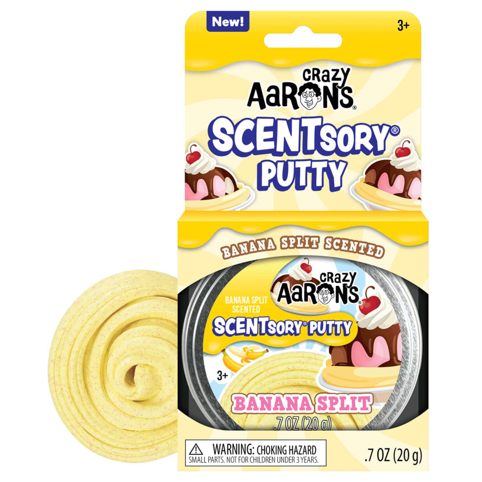 Crazy Aaron's Banana Split Putty 2.75" Tin (SCENTsory Putty)